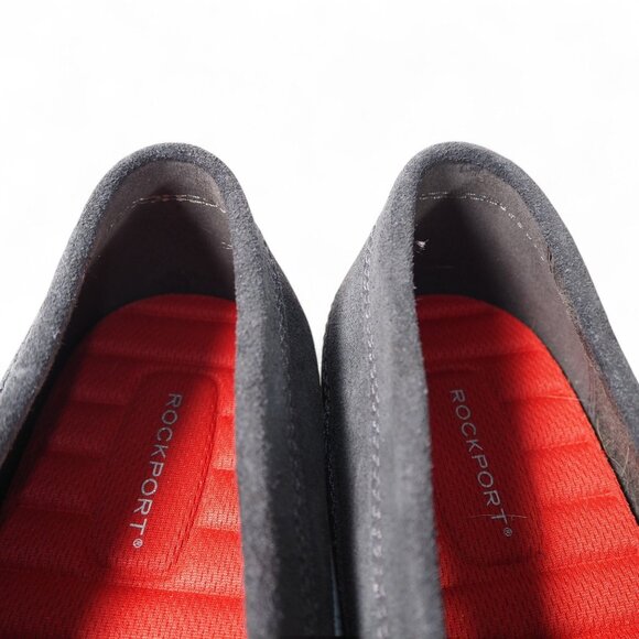 Rockport Malcom Tie Moc Toe Suede Loafers Men's 10.5 Dark Grey Red - Picture 11 of 11